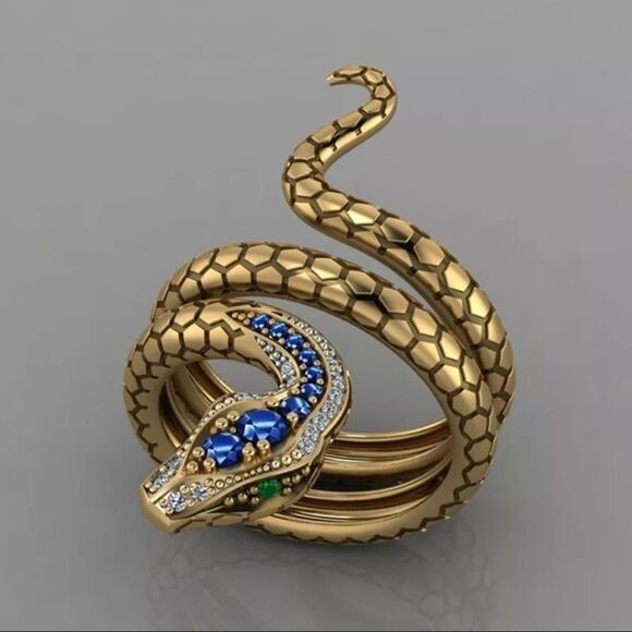 GOLD SNAKE Coiled Wrap Ring - Picture 1 of 4